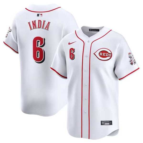 Mens Cincinnati Reds #6 Jonathan India White Home Limited Baseball Stitched Jersey Dzhi->cincinnati reds->MLB Jersey